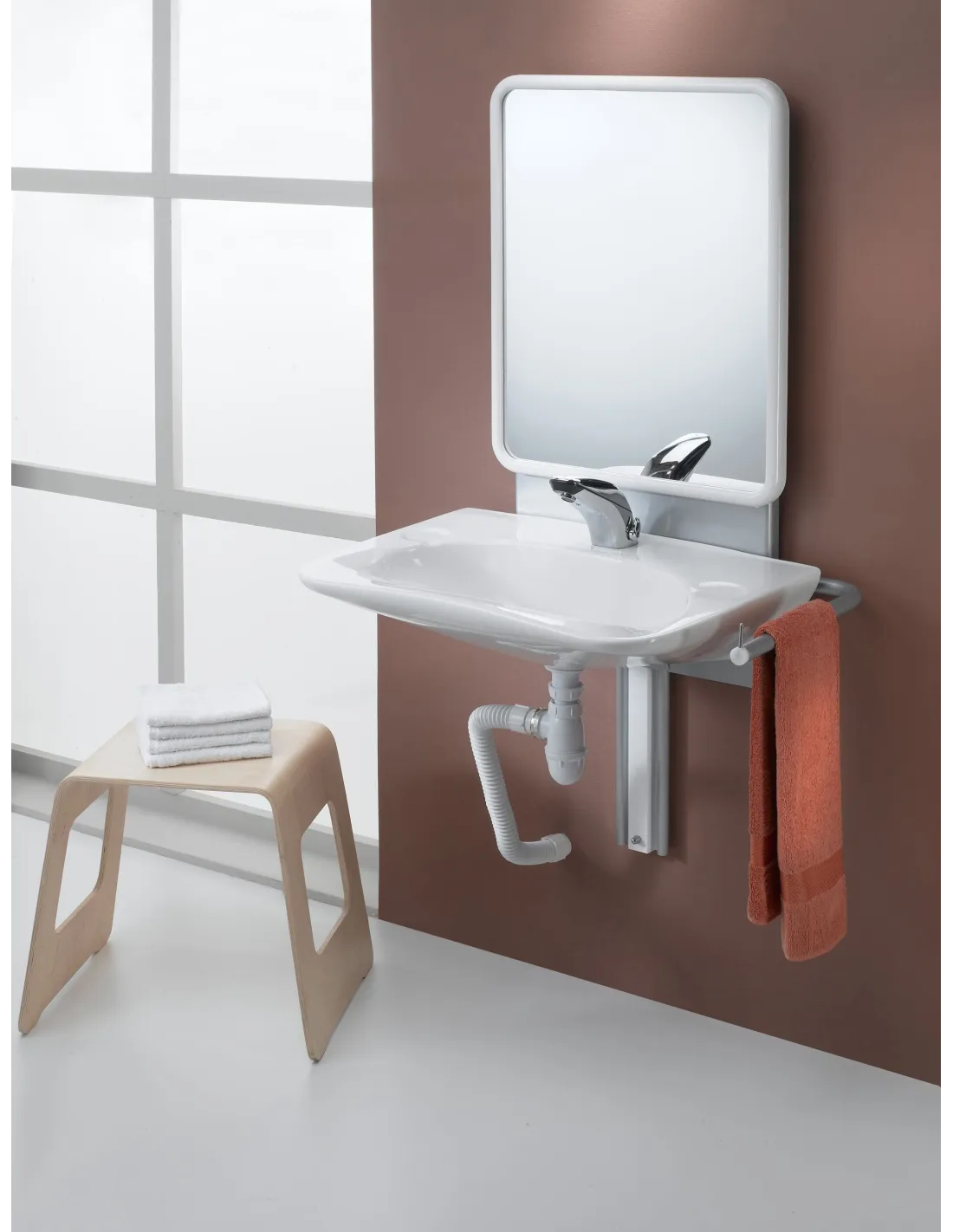 Support lavabo réglable à vérin